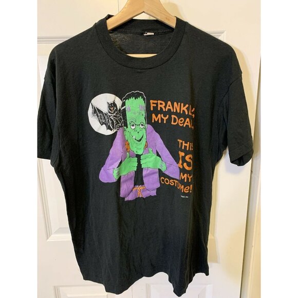Vtg Frankly My Dear This Is My‎ Costume Frankenstein Men’s Sz XL Black T Shirt - Picture 4 of 7